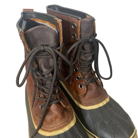 Sorel Brown Leather Lace Up Waterproof Winter Snow Rain Boots Men Sz 11 - Picture 13 of 15